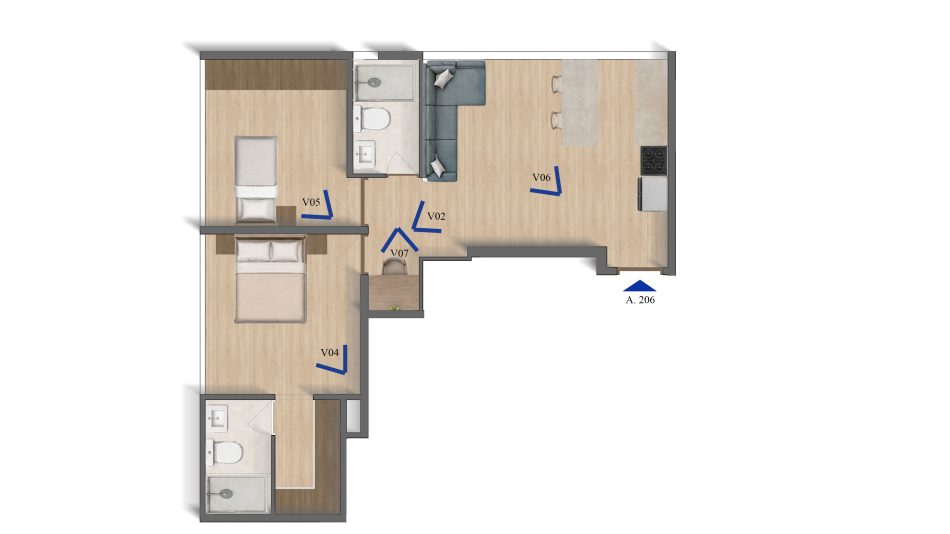 Planta Apto T2 - Edificio Spazio Cra 30